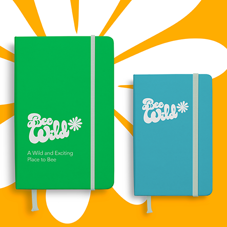 Bee Wild Notebook Mockup Bee Wild a sustainable brand development project by CUBE Design