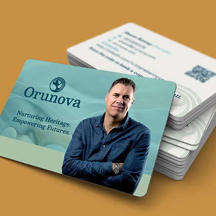 Orunova B cards Orunova brand strategy and design, designed by CUBE Design business cards