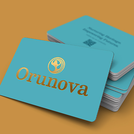 Orunova brand strategy and design, designed by CUBE Design business cards