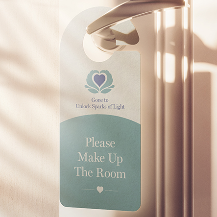 lorna byrne door hanger Lorna Byrne Foundation brand strategy and design by CUBE Design